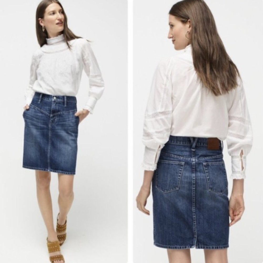 POINT SUR J.Crew Yoke Front Skirt In Rigid Denim
